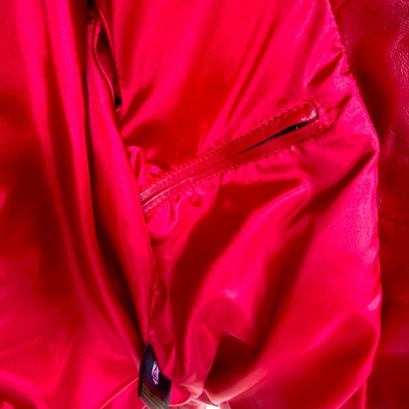 Mens Red Leather Quilted Jacket - Picture 5 of 7